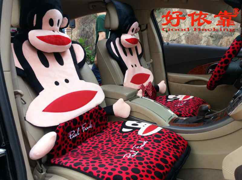 14PC-black dots plush cartoon mouth monkey design car seat cushion, US $180.00, image 2