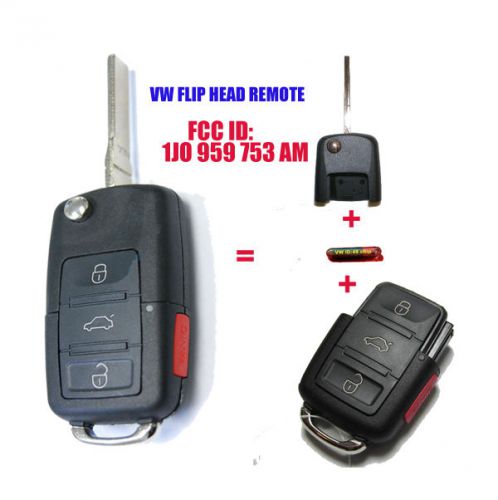 1j0 959 753 am flip key remote transmitter for 2002-2005 vw beetle passat jetta