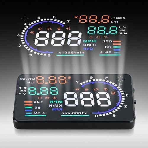 A8 5.5" car hud obd2 obdii speedometer fuel head up display projection dashboard