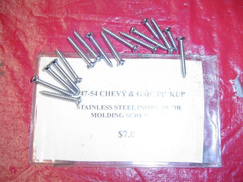 1947-54 chevy &amp; gmc truck stainless steel inside door glass molding screw kit