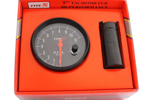5'' black face 12v gasoline tachometer tacho gauge rev counter shift light rpm