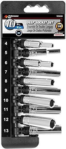 Performance tool w36400 1/4-inch drive 6-point met dw socket set, 10-piece