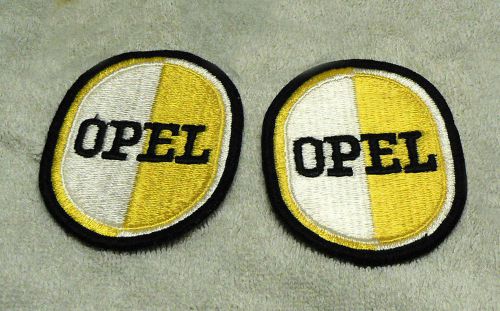 Two vintage opel mechanic or race jacket clothing patch patches