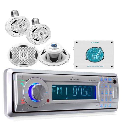 Aqmp70bts marine stereo w/bluetooth+2-way speakers+wake board speakers+amplifier