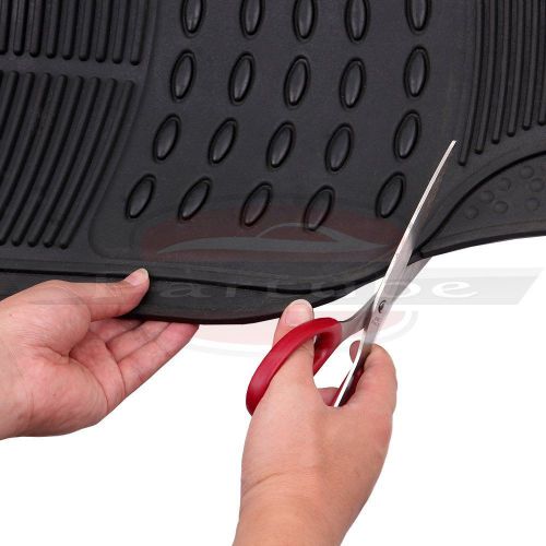 Car floor mats for black all weather rubber 3pc set diamond fit heavy duty