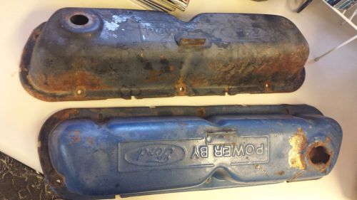 Valve covers powered by ford logo 289/302/351w blue pair used