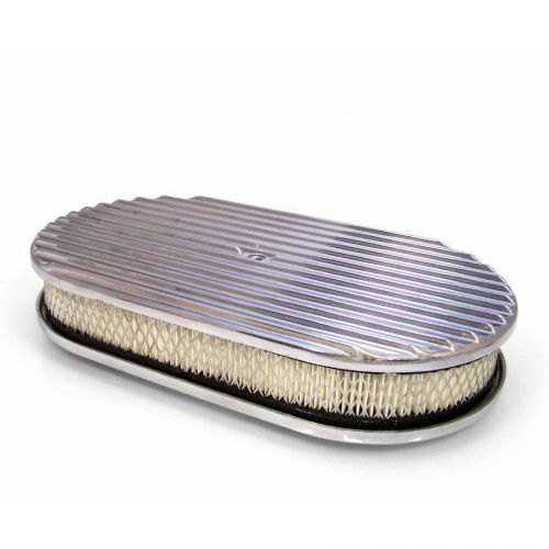 15&#039;&#039; aluminum oval gm finned air cleaner filter fits edelbrock holly carburator