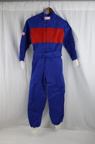 Rjs racing sfi 3-2a/1 new 1 pc suit youth 10/12 fire suit blue &amp; red