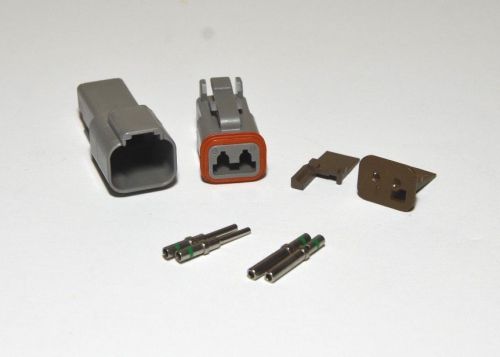 Deutsch dt 2-pin genuine connector kit, d-key wedge, 14 awg solid contacts