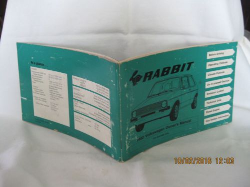 1980 volkswagen rabbit owner&#039;s manual, 104 pages factory original,