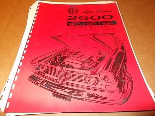Alfa romeo 2600 reprint of shop manual engine clutch gearbox