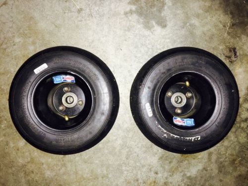 Two douglas aluminum kart racing wheels with 17mm hubs and ylc tires