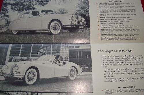 Jaguar sales folder xk140 roadster,coupe,,2.4 sedan,,and mark vii  v.g. cond.