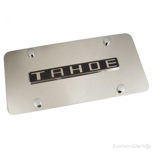 Chevrolet tahoe name badge on polished license plate