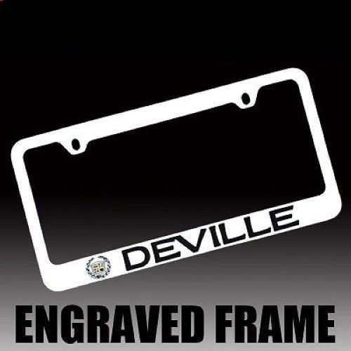 Cadillac *deville* genuine engraved chrome license plate frame tag holder 2