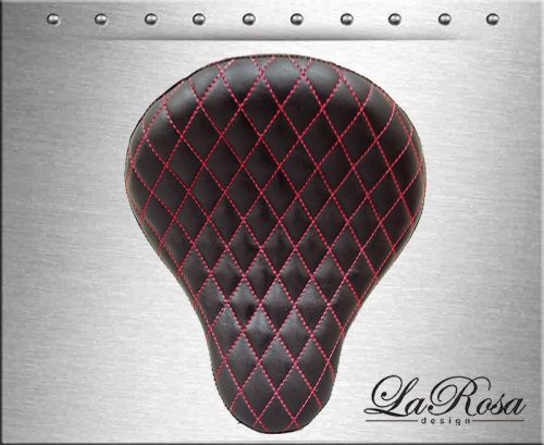 16&#034; la rosa black basick red diamond tuk harley bobber rigid custom solo seat