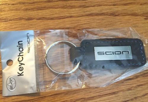 Scion chrome metal black keychain key fob new genuine oem