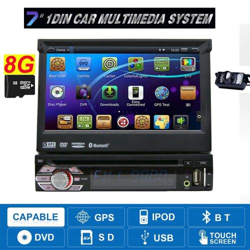 Single 1 din car dvd player gps navigation in-dash radio bt rds usb ipod sd +cam