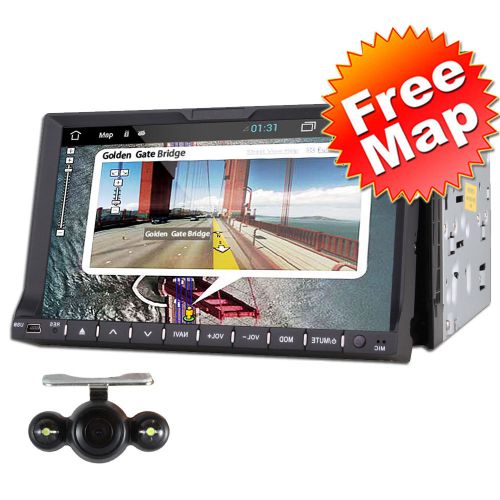 Double 2din in-dash hd 7" car dvd player gps nav ipod bluetooth radio+camera+map
