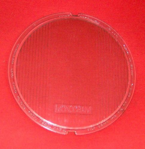 Vintage monogram lens - head light glass 8 1/8&#034; diameter + 7 1/4&#034; beze l(?)