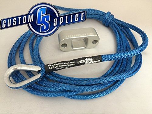 Custom splice pullzall synthetic winch rope conversion kit. (blue rope with