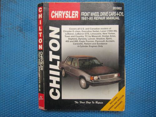 Chilton 81-95 chrysler 4 cyl front wheel drive cars repair manual 20382