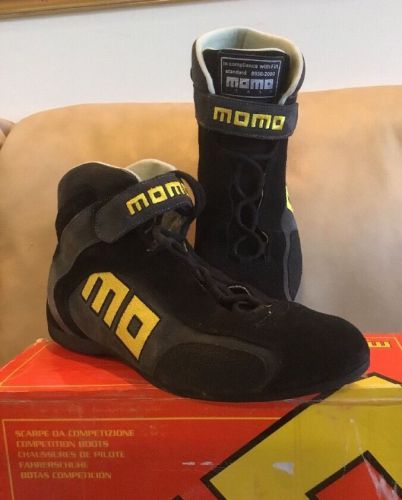 Momo r572 n44 top gt competition racing boots black suede italy size 44 /us 10.5
