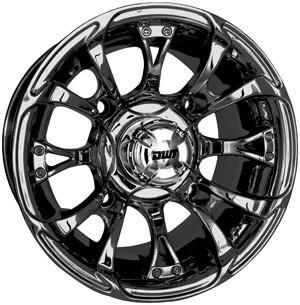 Douglas wheel nitro 12x7 2+5 offset 4/110 bolt black chrome atv universal