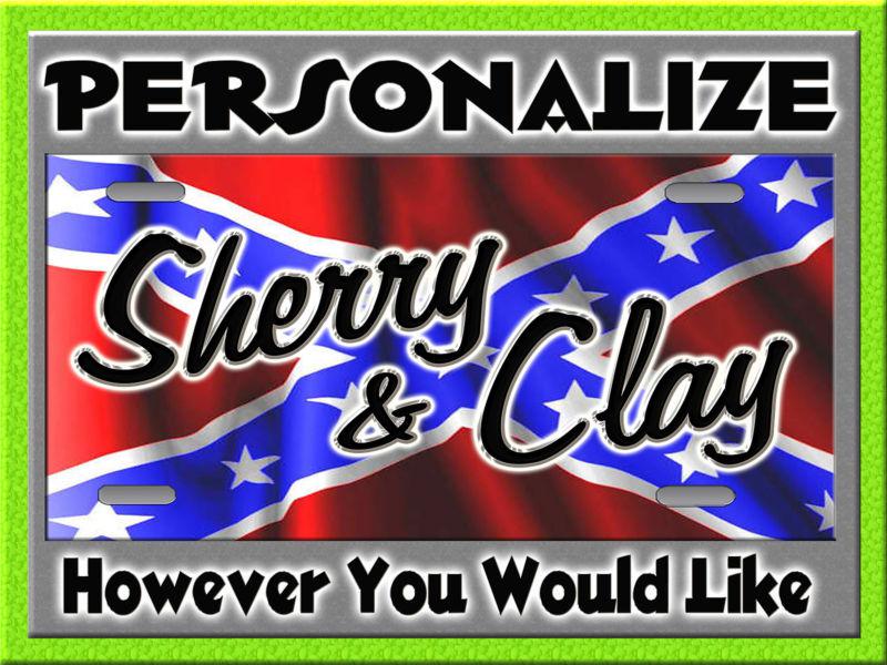 Rebel flag background confederate  personalized license plate auto car tag  sign