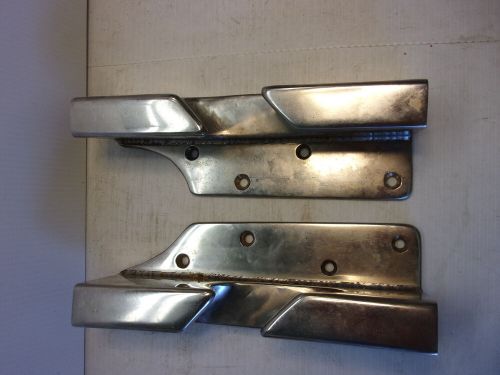 Pair vintage stainless bulwark,toe rail bow chocks 10" long