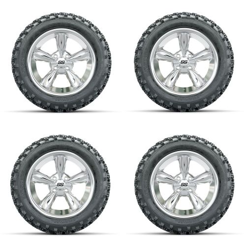 Golf cart gtw 14" godfather chrome wheel | 23x10-14 rogue at tire | 4 set