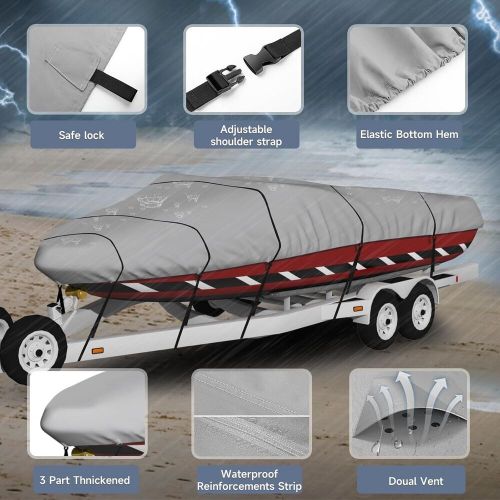 Trailerable Boat Cover, 17'-19' Heavy Duty 800D Waterproof Marine Grade Polyeste, US $65.28, image 2