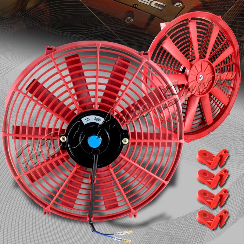 Purchase 14" Red Slim/Thin 12V Push/Pull Electric Radiator/Engine Cooling Fan in Walnut