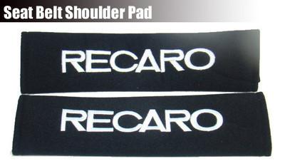 Pair of auto car seat belt shoulder pads cushion covers recaro black