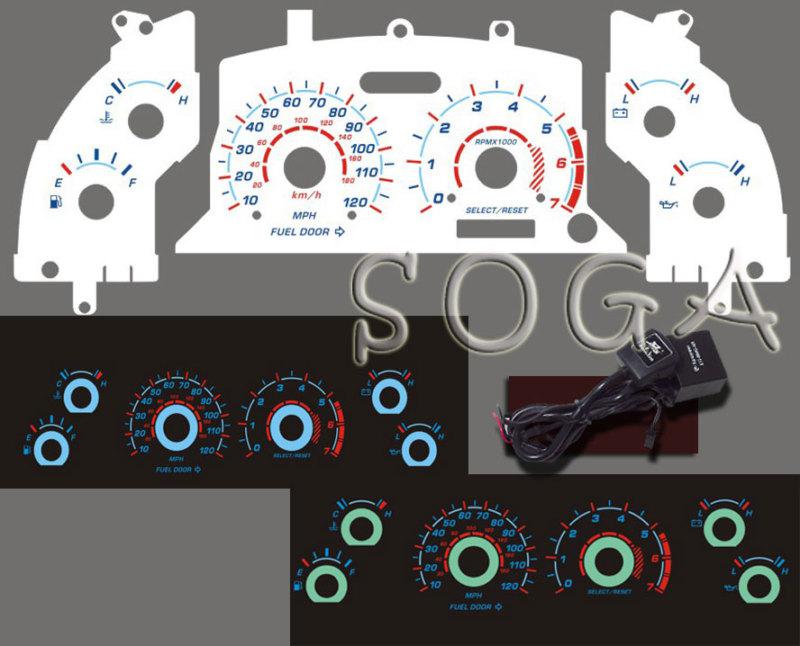99-04 mustang v6 euro white reverse glow gauges 03 02 !