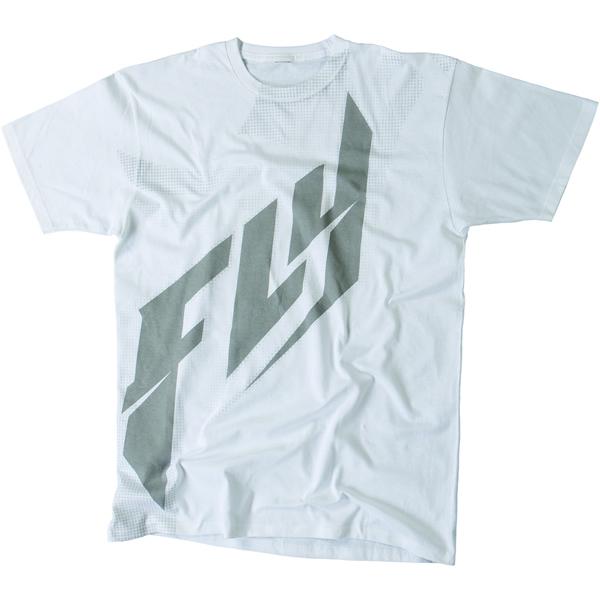 Fly racing halftone t-shirt white/grey (mens md / medium)