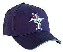 Cap - ford mustang running horse tri-bar hat new! blue - get free usa shipping!