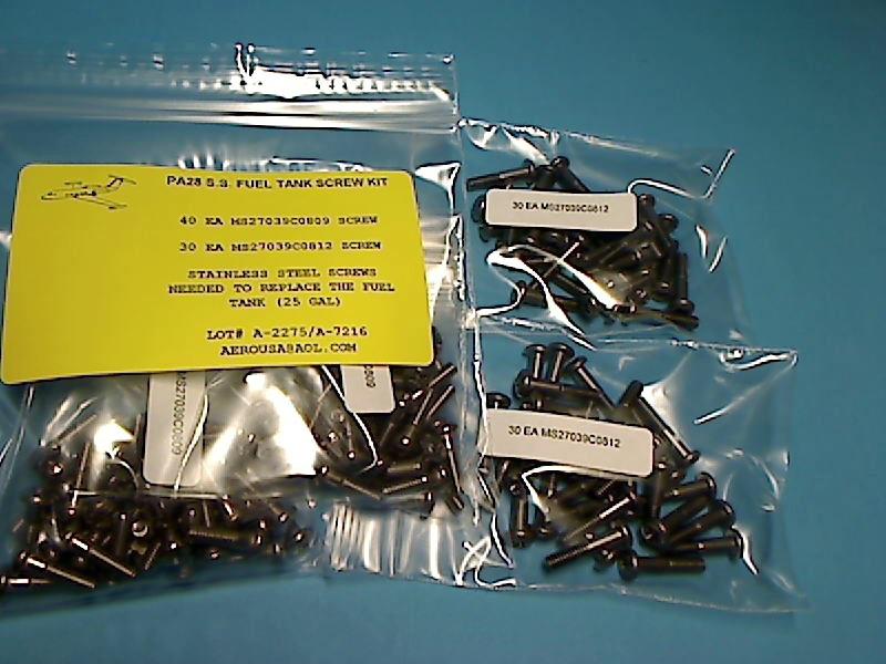 Piper pa28  stainless steel fuel tank screw kit (25 gal )