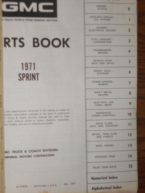 1971 GMC SPRINT (EL CAMINO?) PARTS BOOK / NICE ORIGINAL PARTS CATALOG, US $74.50, image 4