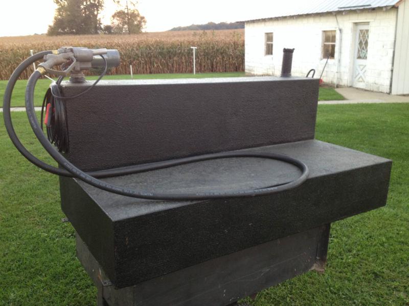 100 gallon fuel transfer tank l shape with pump coated with bedliner, diesel/gas