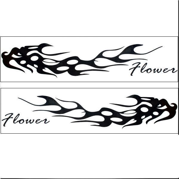 Car two side  body decoration decal sticker black flower x 2 pieces no.1 
