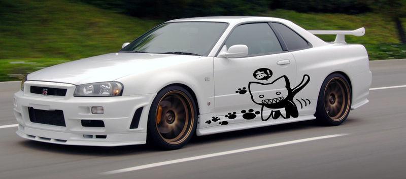 Custom wrap car vinyl graphics anime cat 002