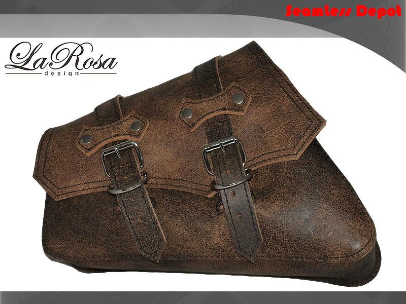 2004 & up larosa sportster xl rustic brown leather left swing arm saddlebag