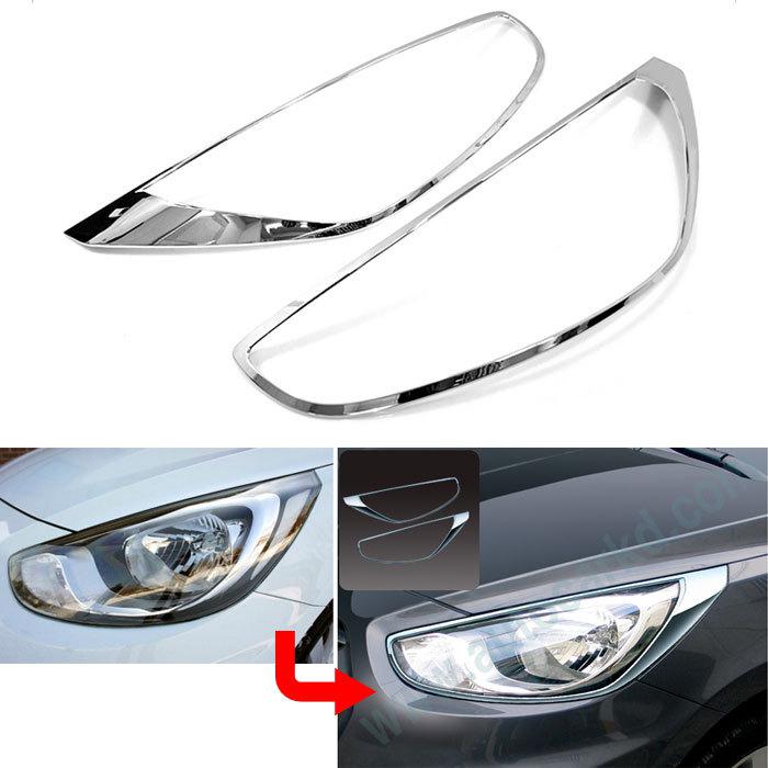 2011 2012 accent chrome head light lamp cover molding trim car k-958