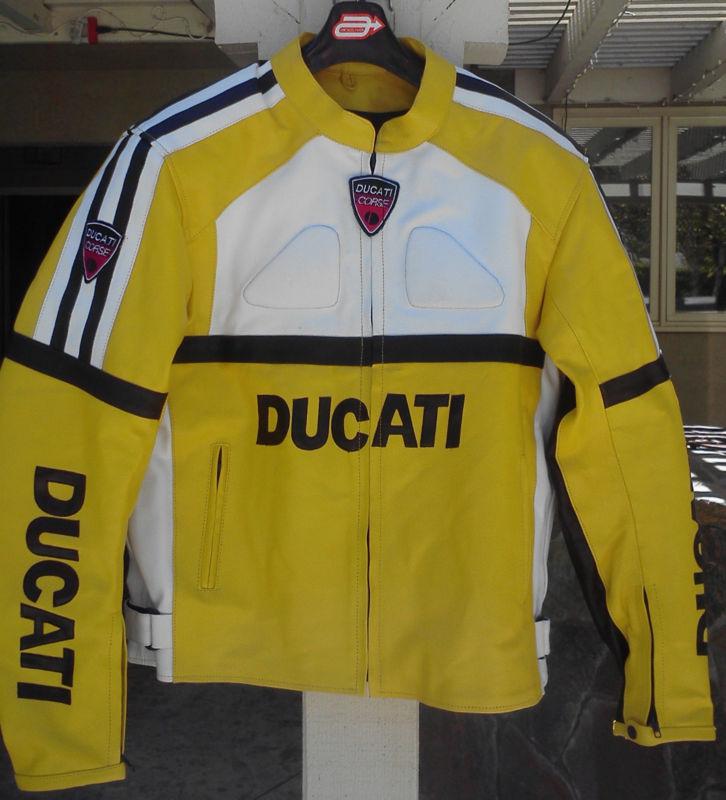 Ducati yellow and white leather jacket with ce armour