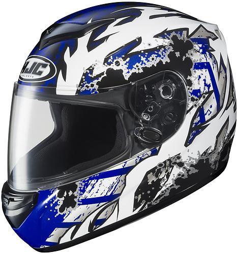 New hjc cs-r2 skarr full-face adult helmet, mc-2/blue/gray/white, med/md