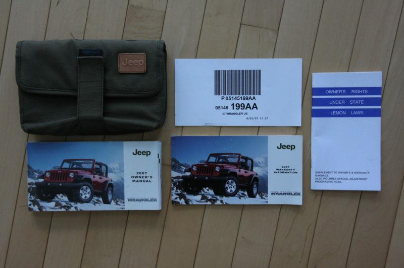 2007 jeep wrangler owner's manual w / case / user guide / oem set / free ship