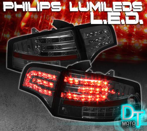 Smoked 05-08 audi a4/s4/rs4 b7 4dr sedan philips-led perform tail lights lamps