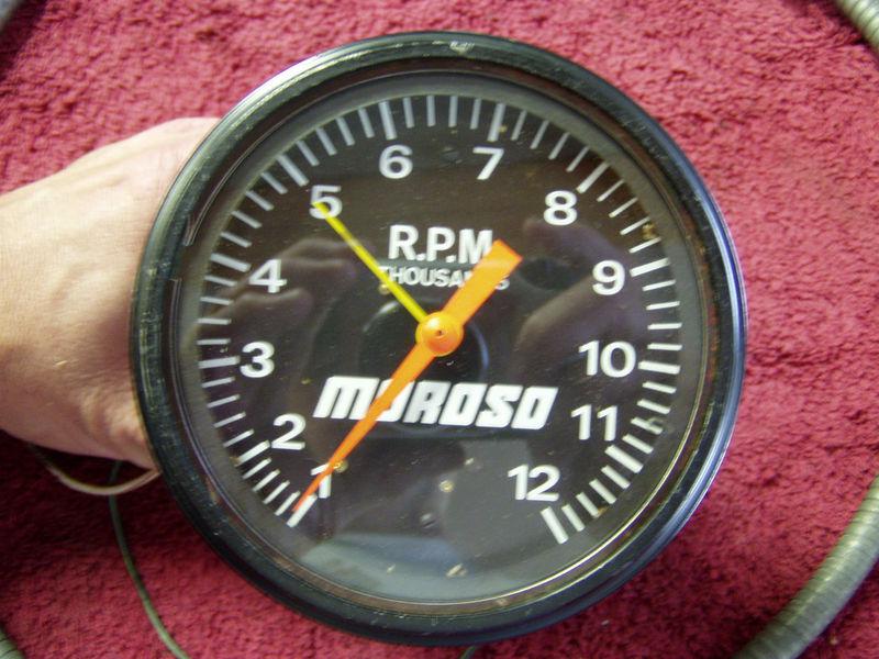 Moroso four inch 12,000 rpm tel tale mechanical tach 