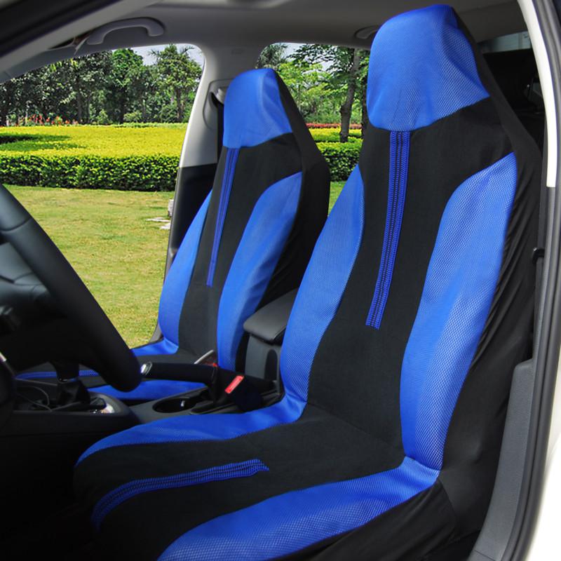 Adeco 2-Piece Universal Vehicle Car Front Seat Cover Set - Black & Blue Color, US $24.99, image 2